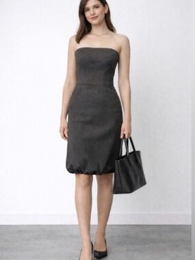 Club Monaco Strapless Bubble-Hem Dress in Charcoal